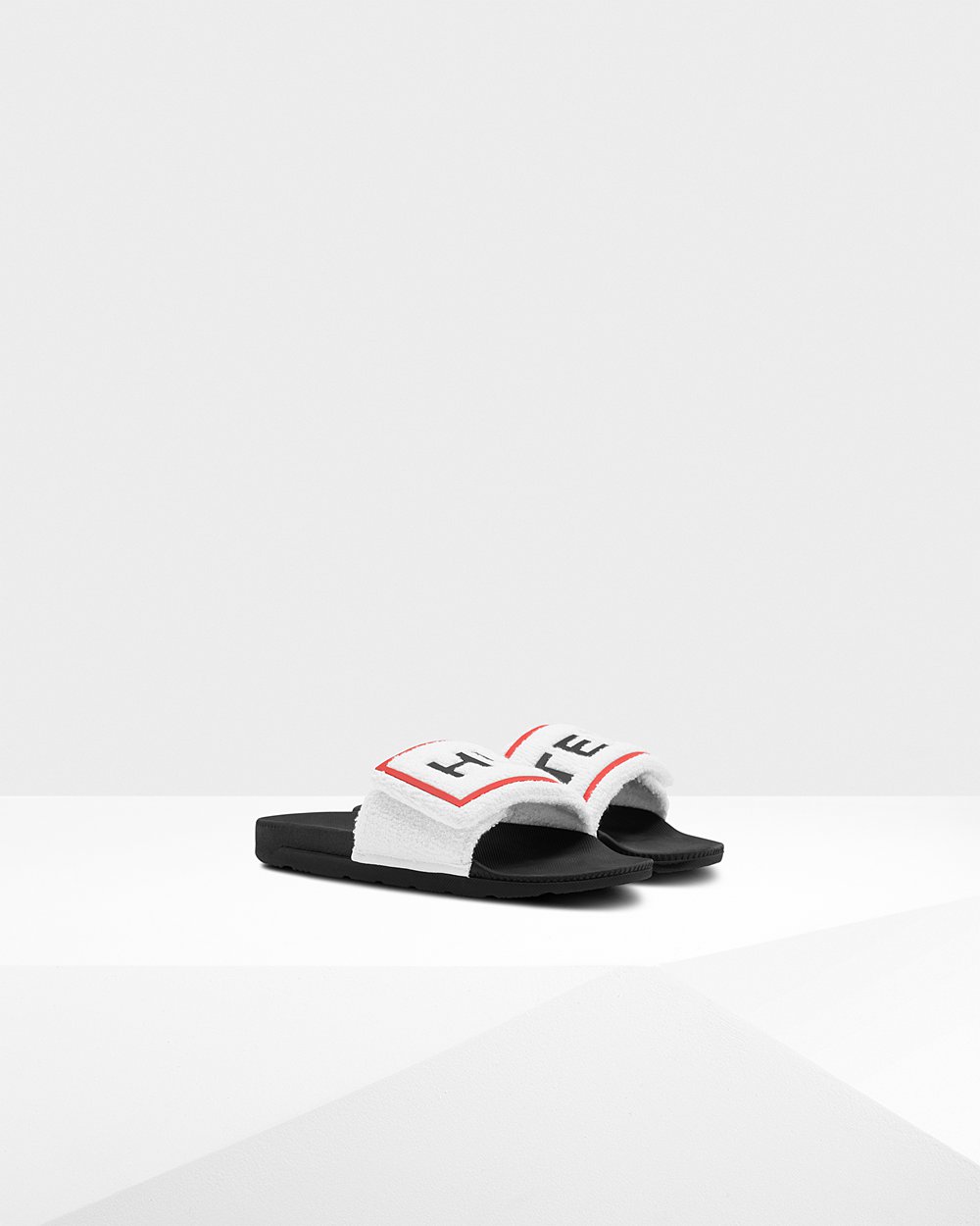 Women Hunter Original Terry Towelling Logo Adjustable | Slides Black/White | NZ-40819-CAYR